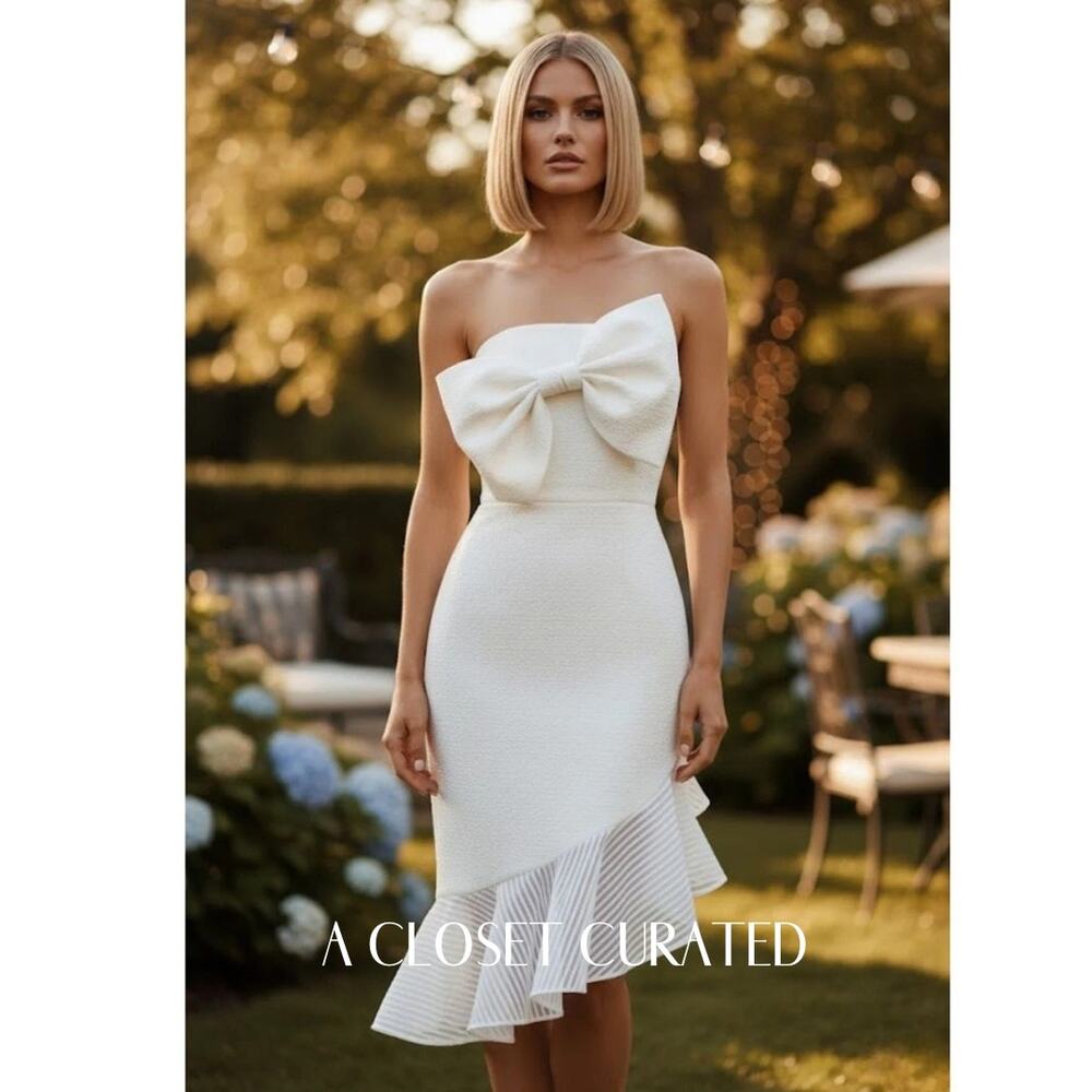 Anne Barge Stand By Me Strapless Bow Dress XL White NWT Bridal